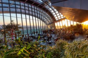 Beautiful sunset at Sky Garden, London